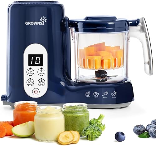 GROWNSY - Licuadora para comida de bebé con canasta de vapor, procesador de alimentos de 1 paso, cocción automática, licúa/tritura/muele/esteriliza