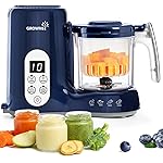 GROWNSY Baby Food Maker with Steam Basket, One Step Baby Food Processor Steamer Puree Blender Grinder Mills Machine, Auto Cooking Grinding and Sterili-zing for Healthy Homemade Baby Food, Dark Blue