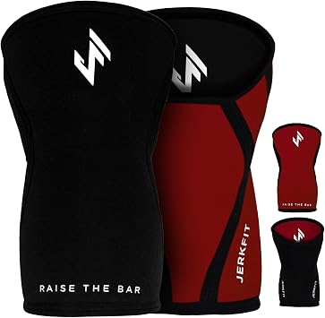 JerkFit Knee Compression Sleeve Pair - 5mm Thick Neoprene Knee Sleeve for Men and Women - Reversible Compression Knee Sleeves for Training, Weightlifting, Wrestling, Squats & Gym Use