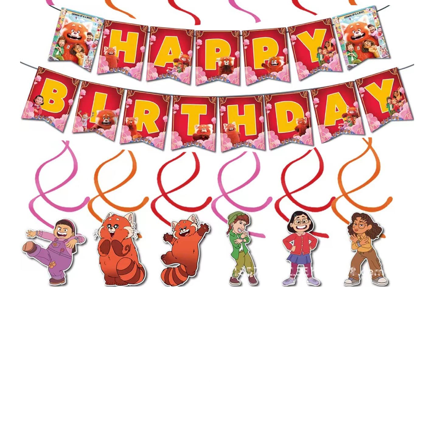 Buy Turning Red party supplies,6pcs Turning Red Hanging Swirls and 1