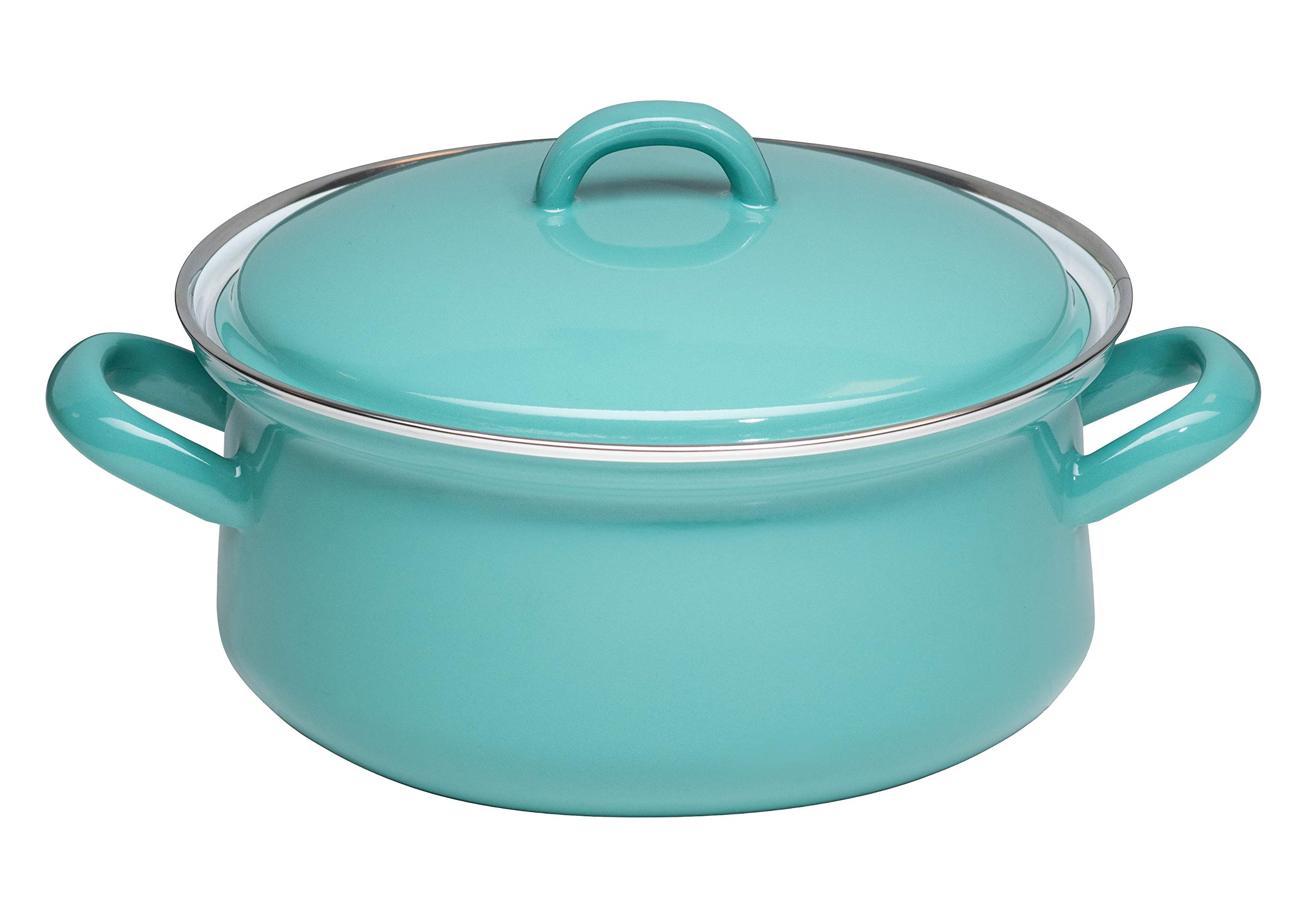 Riess, 0612-110, Casserole with lid 18cm, 1.5L, Nature Green Medium, Green, 1.166kg, 18cm Diameter, 1.5 litres, 25.5 x 19.8 x 8.7cm, Enamel, Induction