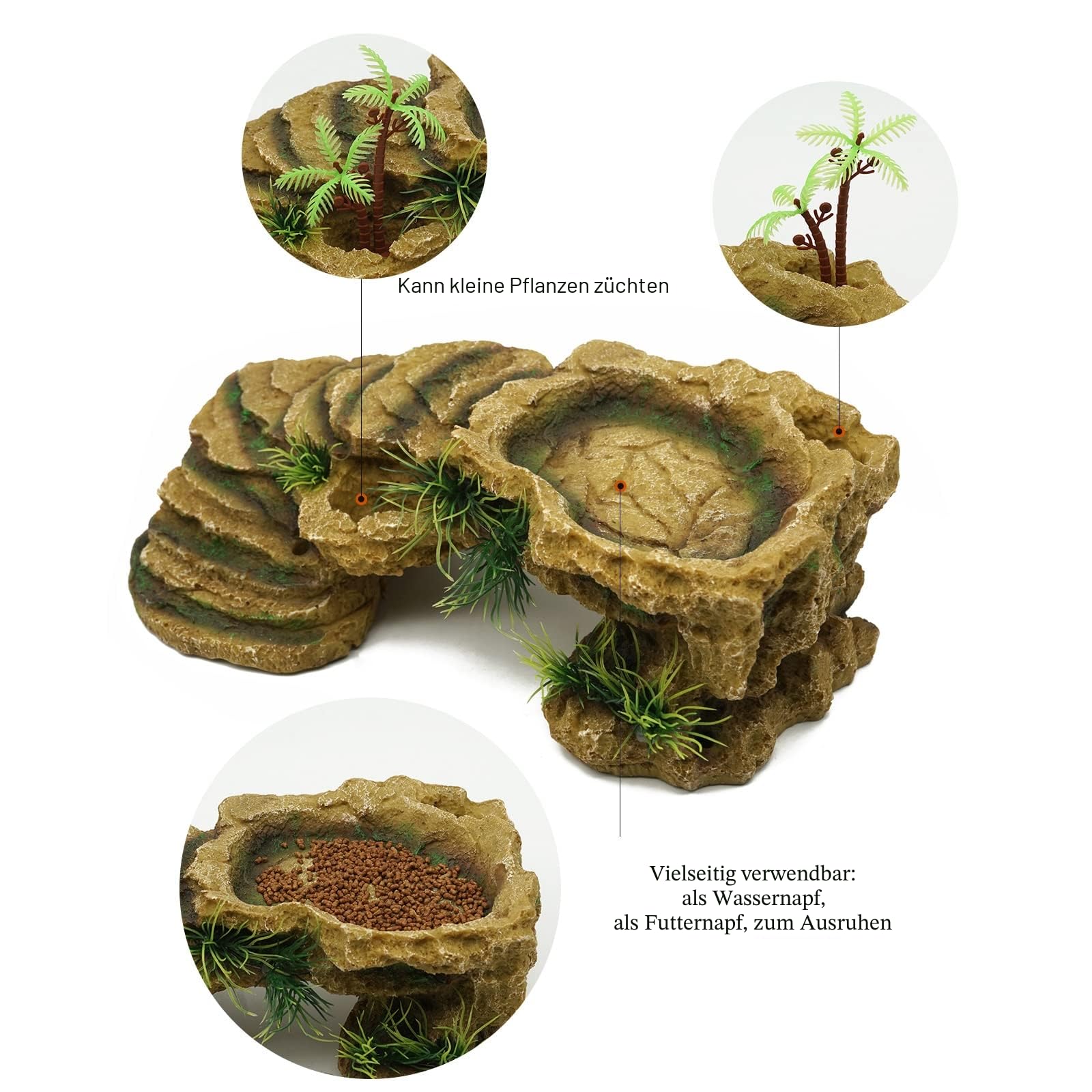 Schildkröte Basking Plattform Reptilien Simuliert Rock Habitat Terrarium Versteck Harz Felsversteck Höhle Unterschlupf Ornament für Frösche Eidechsen Amphibien Aquarium Dekoration (klein)
