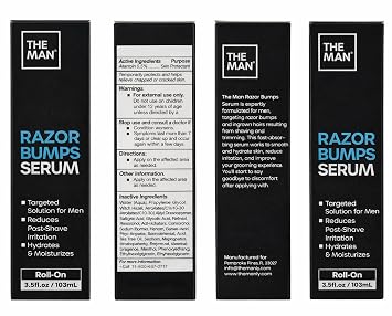 The Man Razor Bumps Serum - Ingrown Hair Treatment for Men - Razor Bump Treatment for Men - Face & Body After Shave & Razor Burn Treatment - Metal Roll On Soothes Skin & Calms Irritation (3.5fl.oz)