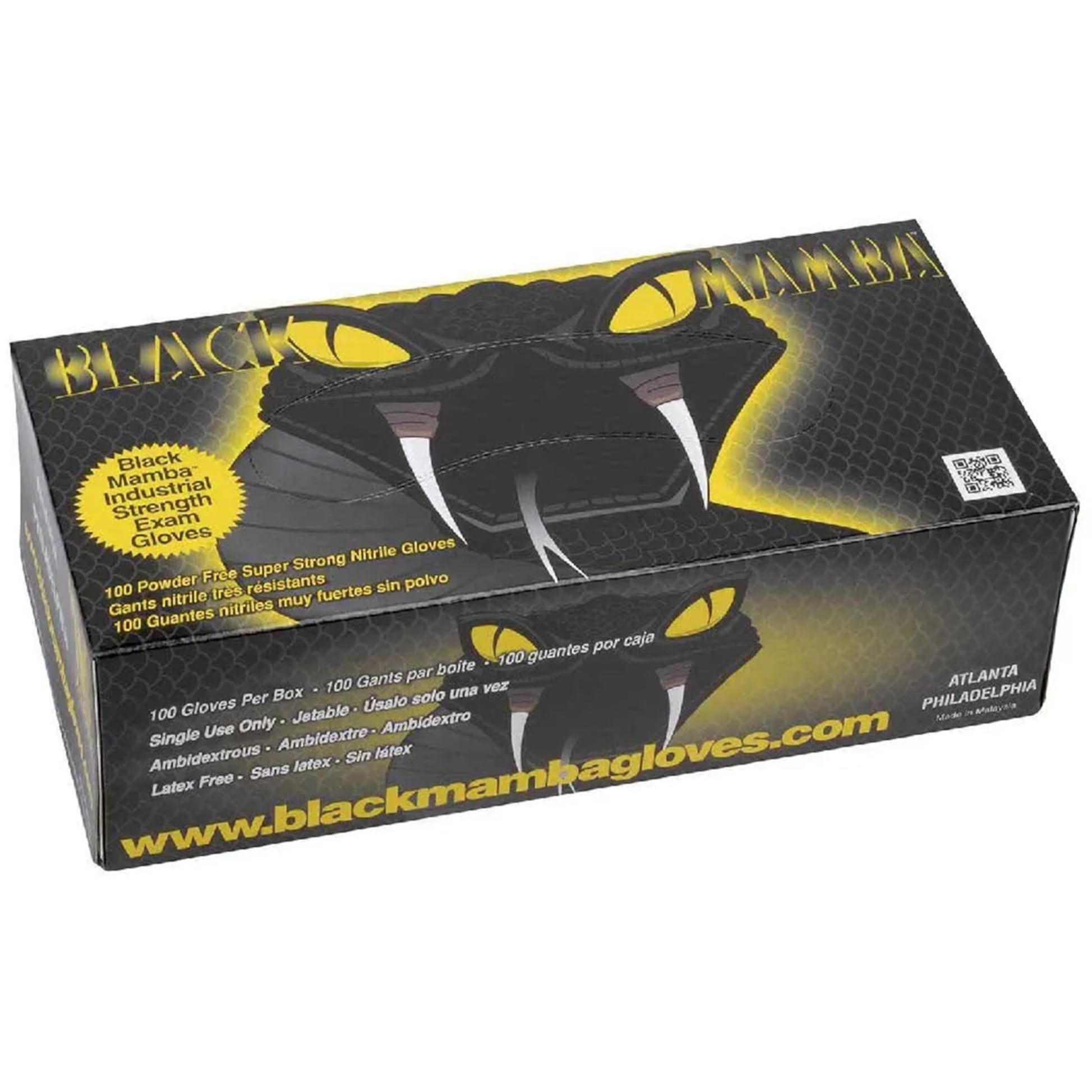3S SuperSamaStore Guanti da Lavoro Black Mamba, Monouso, Extra Resistenti | Guanti Anti Strappo per Officina, Gas Refrigerante, Sostanze Chimiche e Pulizie, Nitrile, Nero, Taglia L, 100 Pezzi (50 Paia)