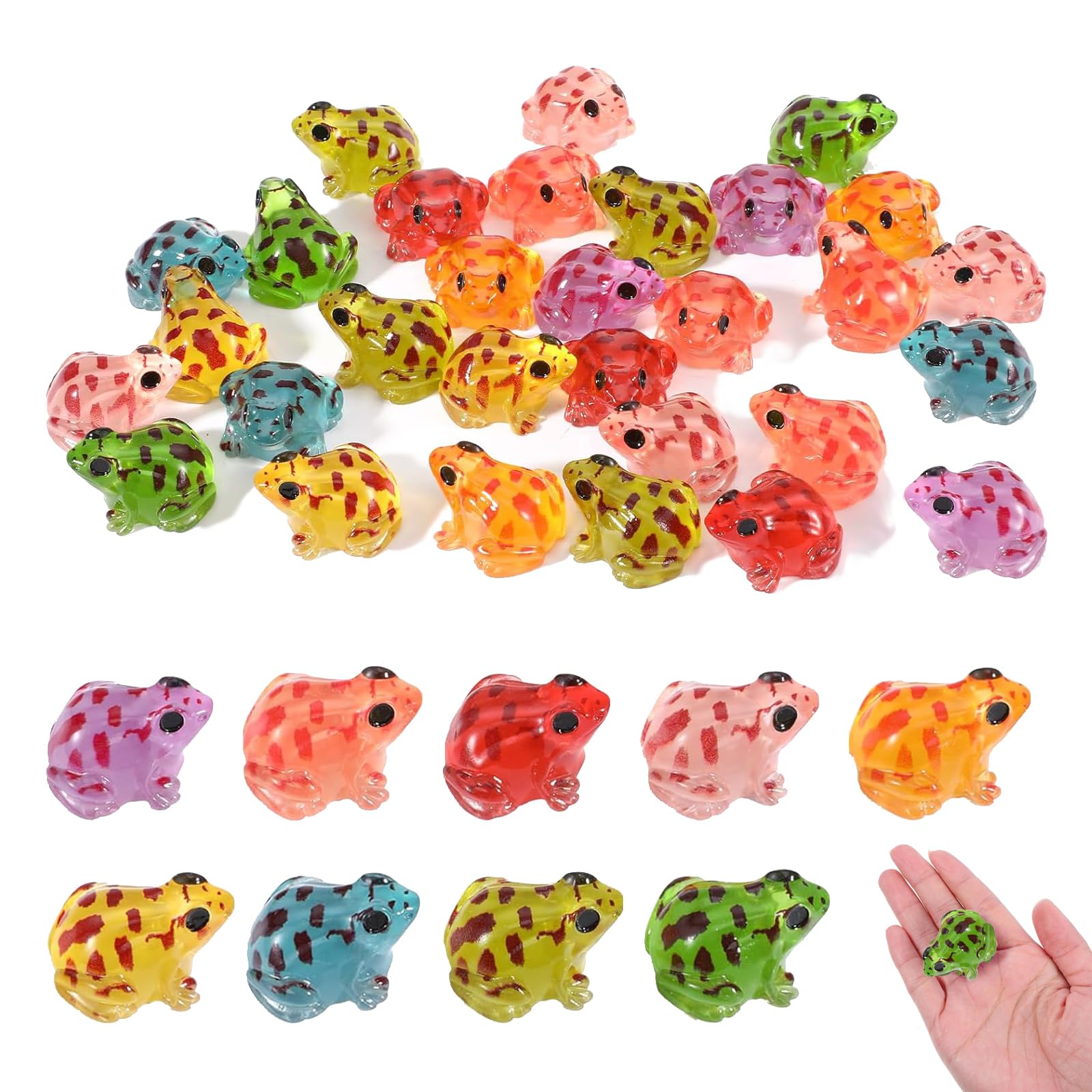 30 PCS Luminous Mini Resin Frogs, Glow in the Dark Mini Frogs, Luminous Mini Resin Frog Figurines, for Moss Landscape Garden Dollhouse DIY Terrarium Craft Decor