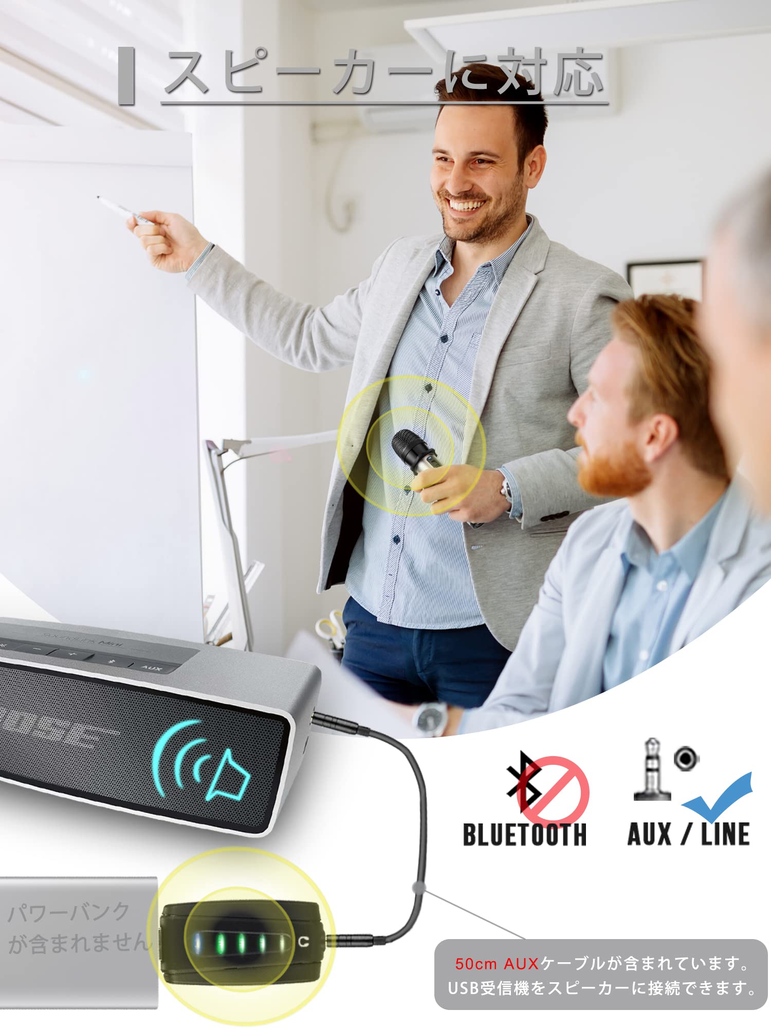 Alvoxcon Micrófono Inalámbrico USB para iPhone y PC - Doble Mic Recargable UHF de Mano, Compatible con Android, MacBook, Laptop, Altavoces PA - Ideal para Conferencias, Streaming, Podcast y Grabación