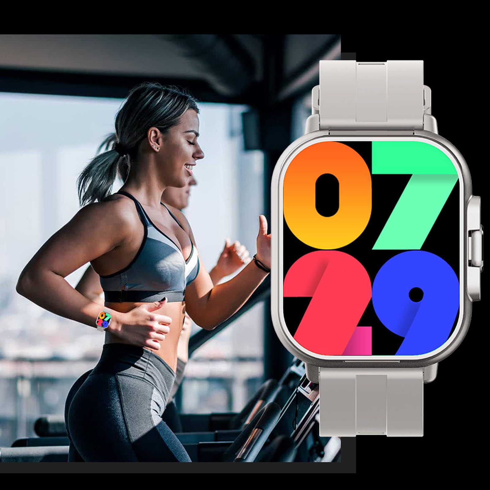 Montre Intelligente avec écouteurs, écran HD 2,01 pour Hommes et Femmes, Tracker d'activité étanche IP67, 100 + Mode Sport, Moniteur de Sommeil Fréquence Cardiaque, Podomètre pour Android et iOS