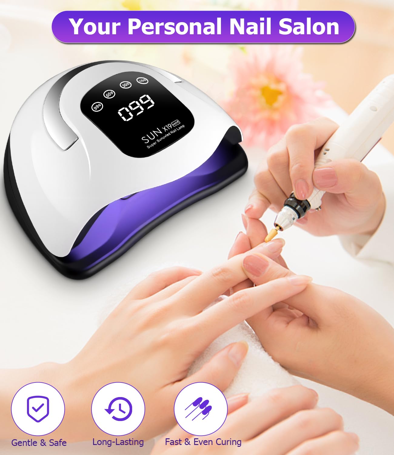 Lampada UV LED unghie 320W, fornetto unghie con 72 Perline LED, Sensore Automatico, 4 Timer, Display Digitale, lampada unghie per Manicure e Pedicure, fornetto unghie semipermanente Casa/Salone