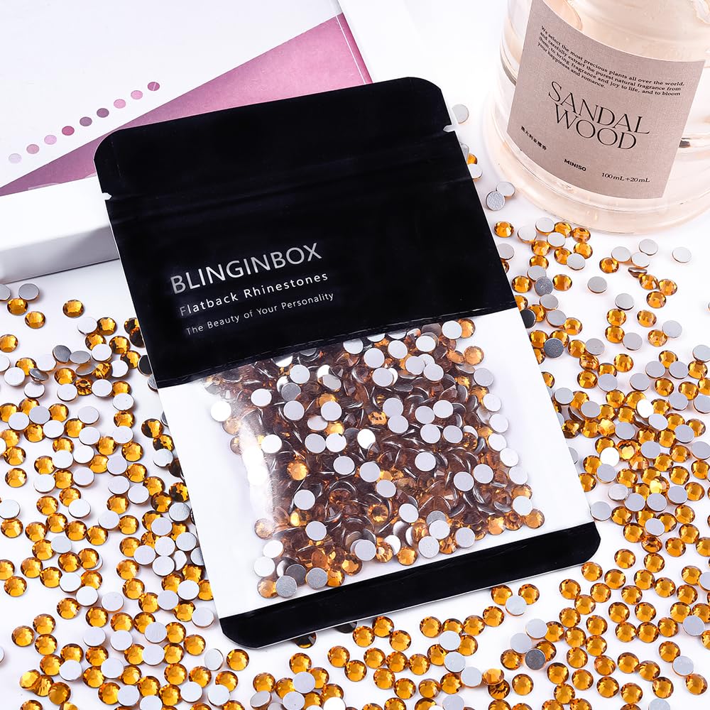 BLINGINBOX Flatback Rhinestones Glass Gems for DIY Crafts Nail Clothes Shoes Bags 4.6-4.8mm/1440pcs SS20 Topaz - Image 2