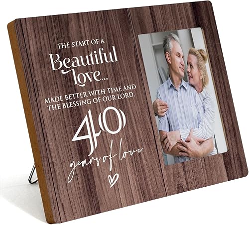 Marco de fotos de 40 aniversario, 40 aniversario de boda para ella, él, pareja, marido, esposa, feliz 40 aniversario, decoraciones para pared,