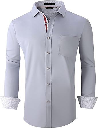 Alex Vando Mens Bamboo Dress Shirts Wrinkle Free Regular Fit Stretch Button Down Shirt