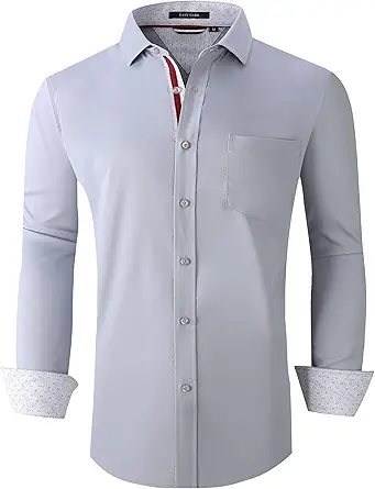 Alex Vando Mens Bamboo Dress Shirts Wrinkle Free Regular Fit Stretch Button Down Shirt