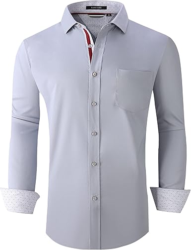 Alex Vando Mens Bamboo Dress Shirts Wrinkle Free Regular Fit Stretch Button Down Shirt