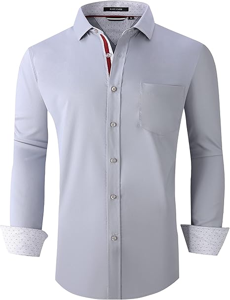 Alex Vando Mens Bamboo Dress Shirts Wrinkle Free Regular Fit Stretch Button Down Shirt