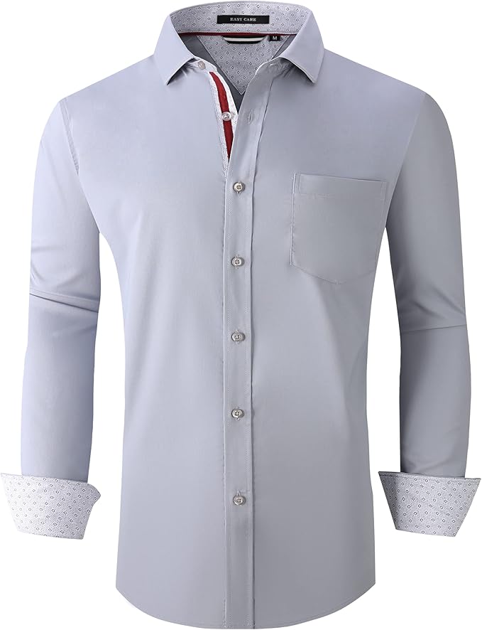 Alex Vando Mens Bamboo Dress Shirts Wrinkle Free Regular Fit Stretch Button Down Shirt