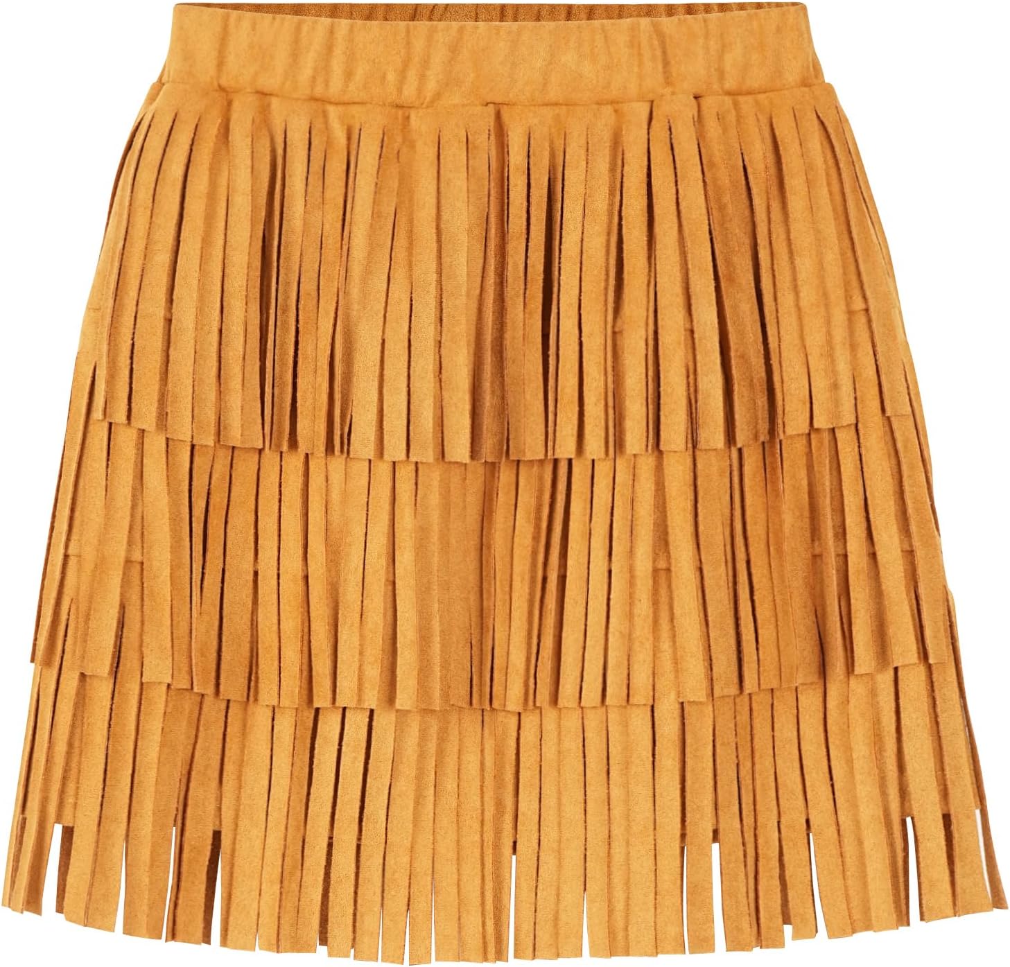 Happy Cherry Girls Suede Fringe Skirt Boho Tassel Layered Ruffle High Waisted Tassel Mini Cowgirl Skirt 5-12 Years