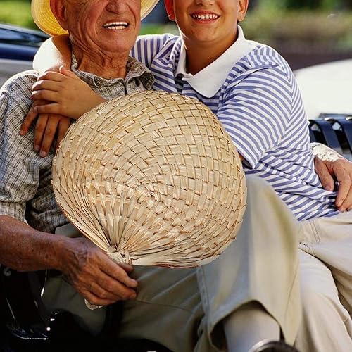 Miniatura 5 de Forart Abanicos de mano de rafia natural hechos a mano, exquisito abanico de palma, abanicos de rafia hechos a mano, recuerdos de boda para bodas,