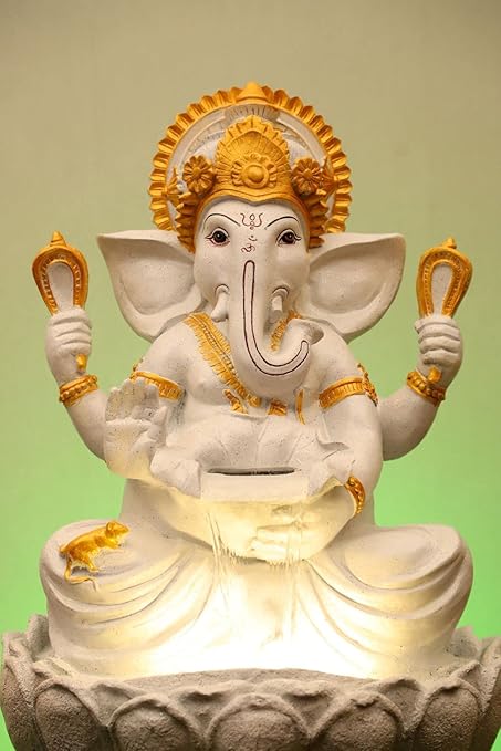 NiftyHomes Lotus Ganesha Statue Water Fountain - Resin Hand-Made 4.5 ft Water Fountain for Home Decor Big Size, Fountain for Garden Decor and Indoor, Home Fountain