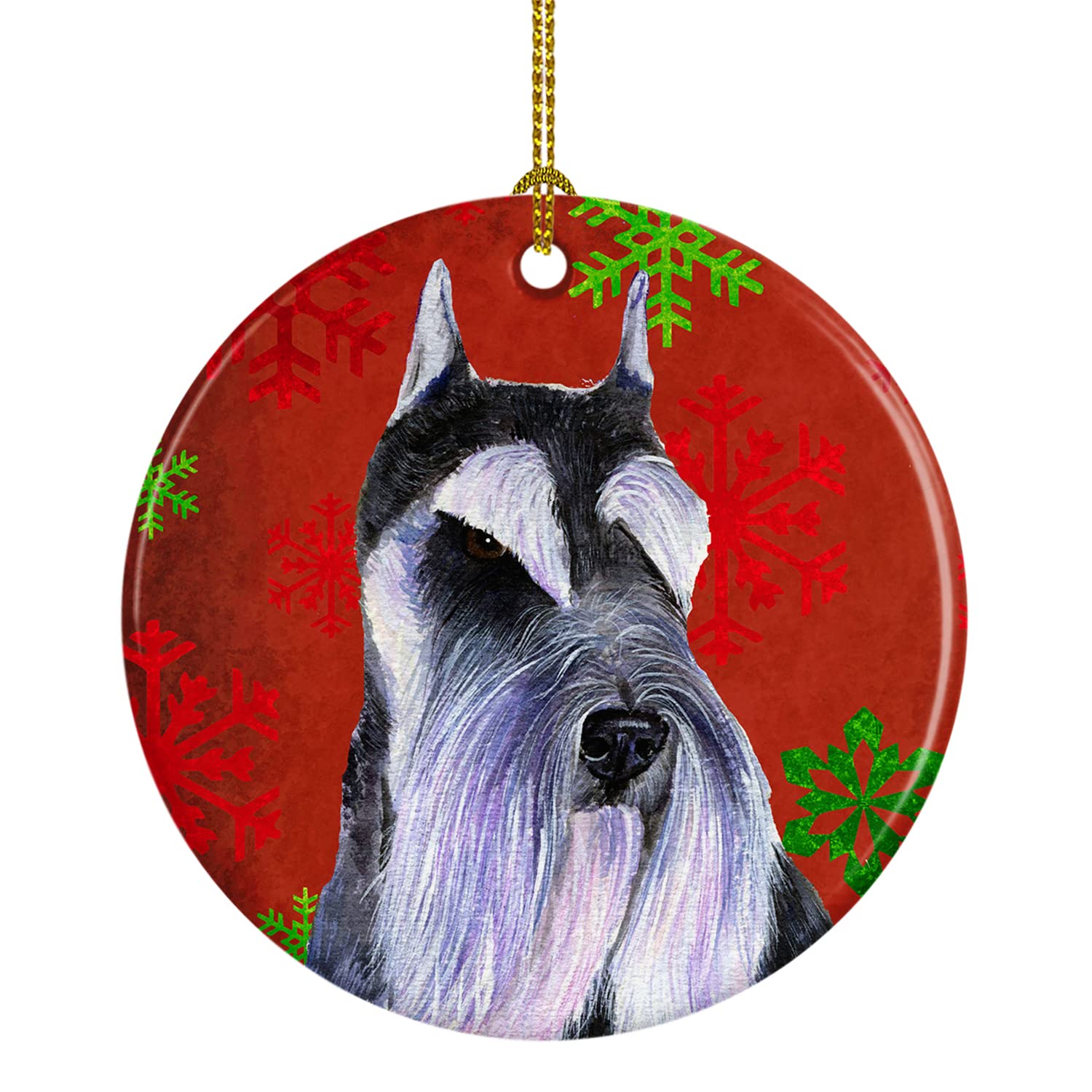 Décoration de Noël en céramique haut de gamme et son motif flocon de neige rouge émaillé
