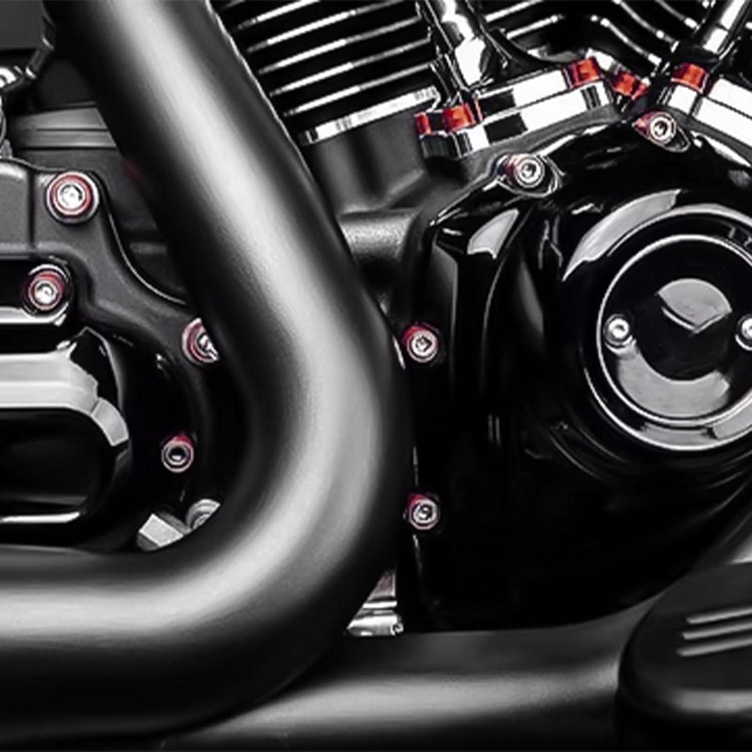 HDBUBALUS Derby Cover Hardware Bolt Kit Motorcycle Screws Bolt Cover Fit for Harley Softail 2018-2025 Touring 2017-2025 Roading King Fat Bob FLHR FXFBS 54x Screws (Red)