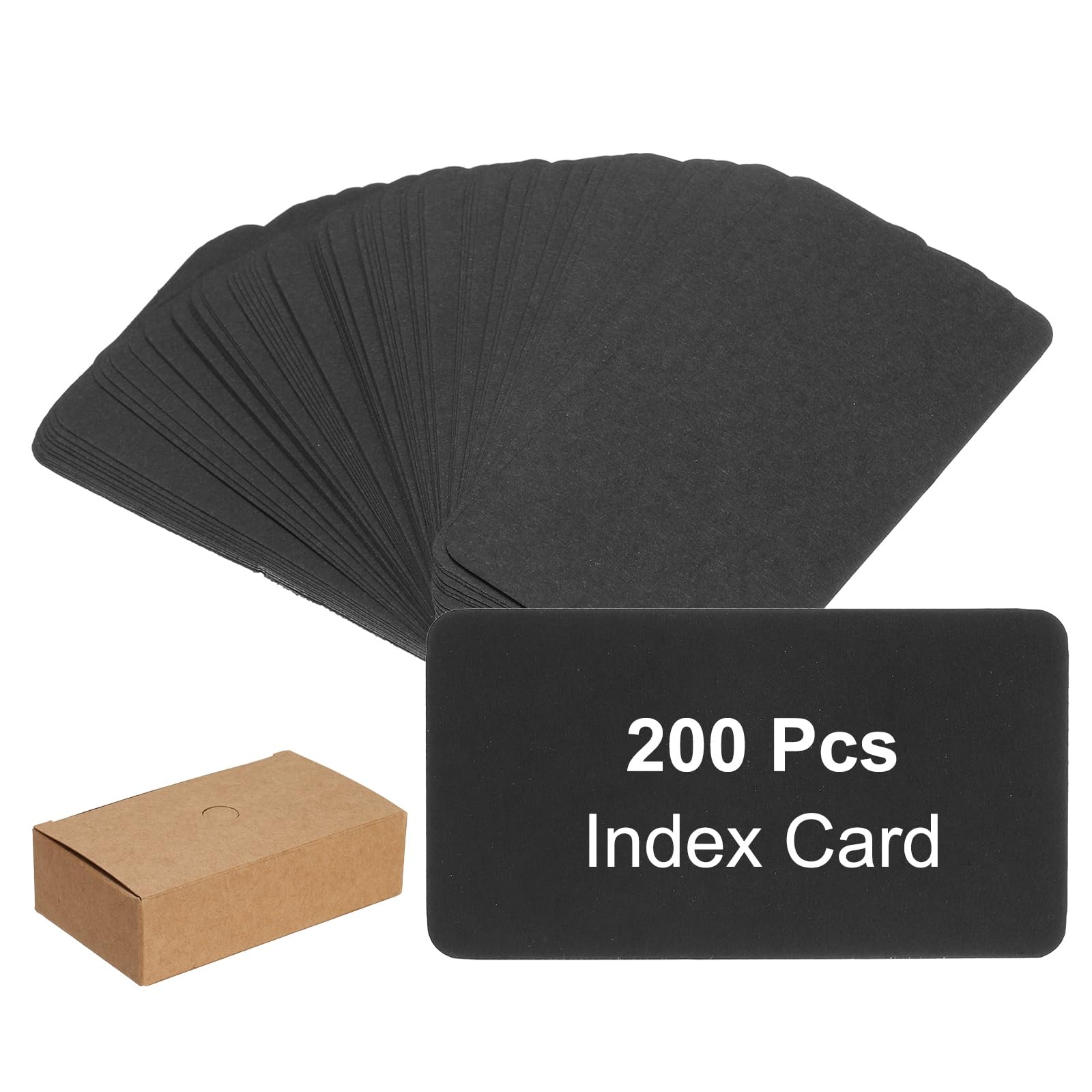 PATIKIL 3.5x2 Blank Kraft Index Cards, 200Pcs Small Blank Paper Message Business Cards for Reminder Study DIY Craft Invitation Tag Flash Vocabulary Word, Black — image 1