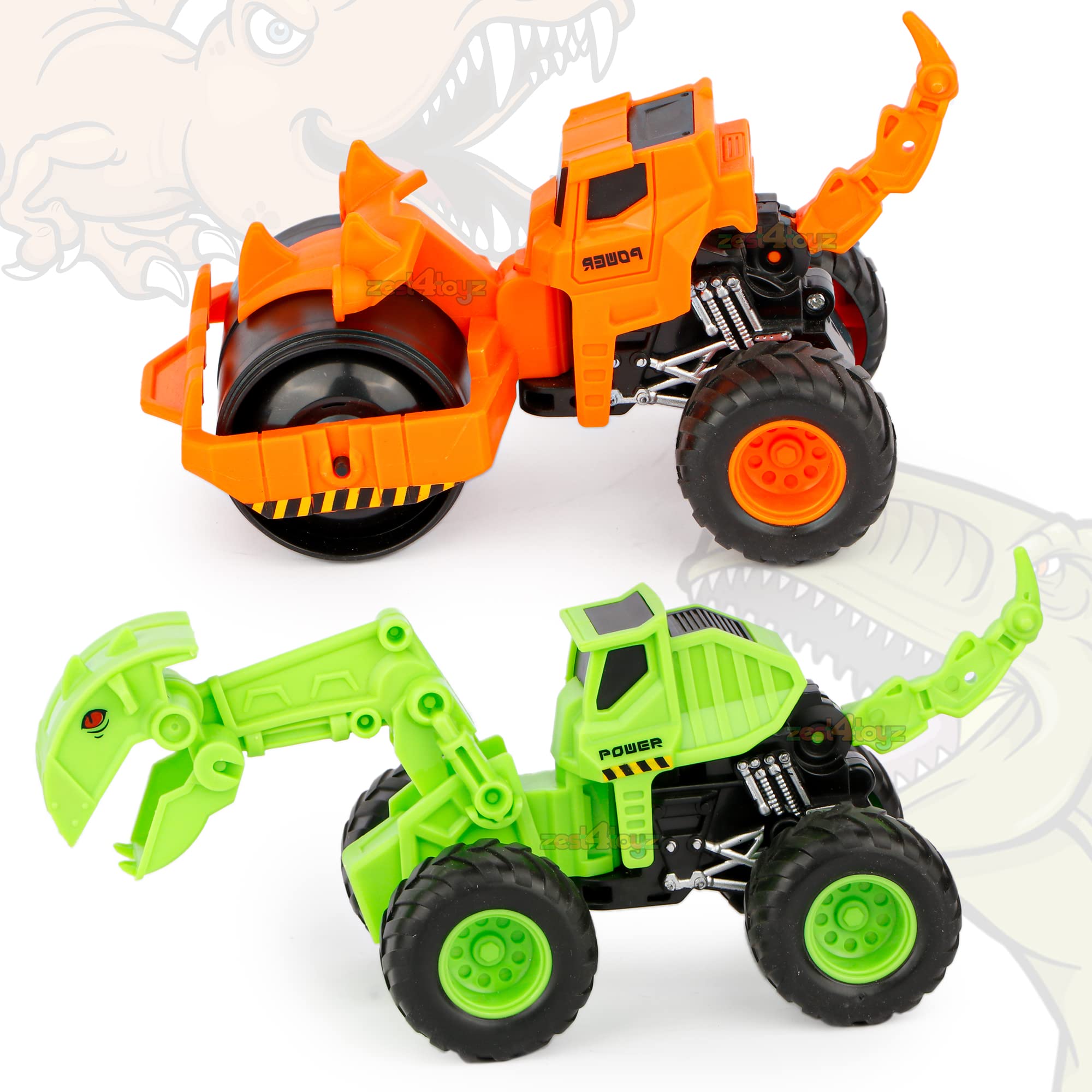 Zest 4 Toyz Friction Powered Toys for Kids Dinosaur Engineering Vehicle Animal Figure Playset Birthday Gift for Boys Girls Toddlers (Pack of 2) Multi Color (B0BC1F4NX2) Amazon Price History, Amazon Price Tracker