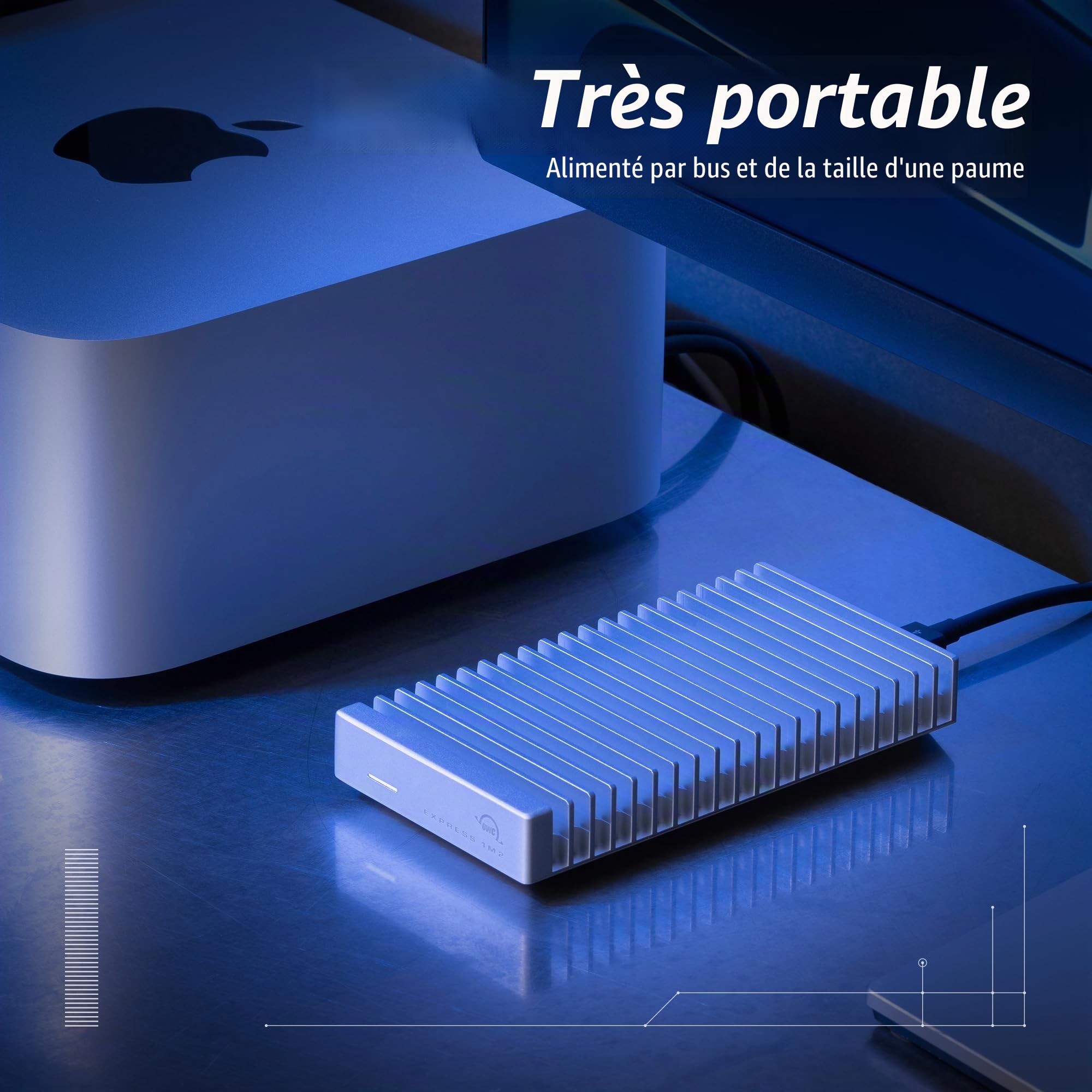 OWC 2TB Express 1M2 USB4 (40Gb/s) Bus-Powered Portable NVMe SSD External Storage Solution
