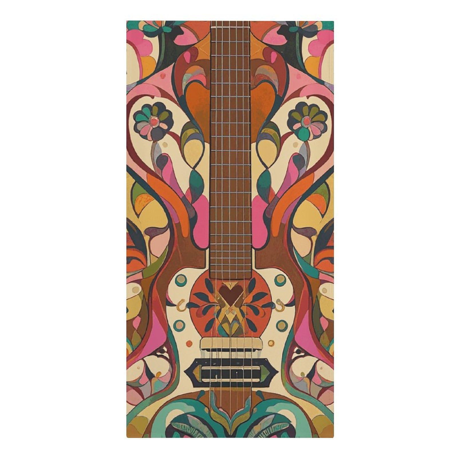 QMNLKH Art Guitar Pattern Beach Towel for Women, Large Microfiber Pool Towel for Men, Absorbent Swim Towels for Home, Lightweight Bath Towels for Camping, Yoga, 30.3"x61.4"
