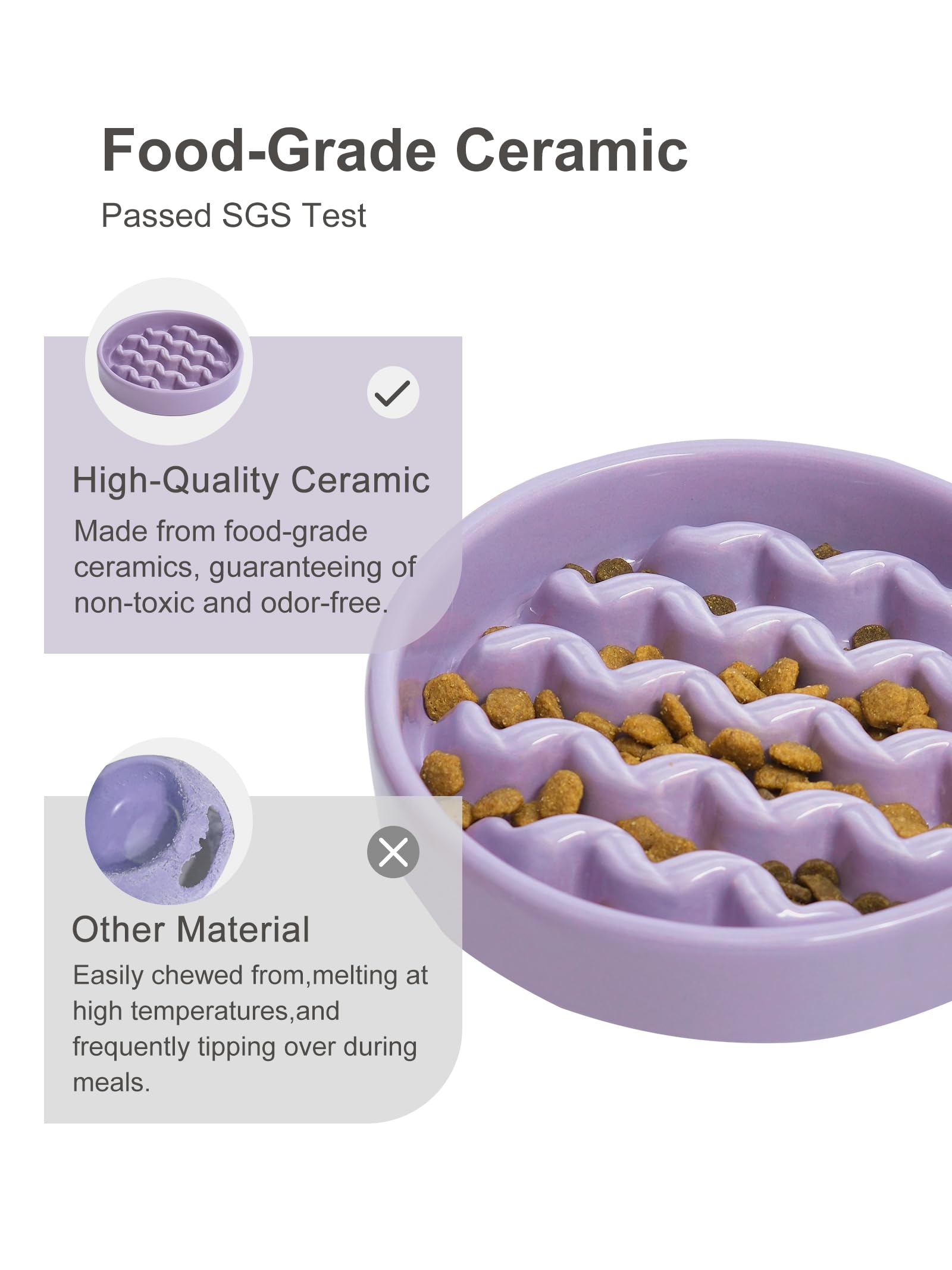 Futternapf für langsames Fressen, Keramik, Größe M, Violett