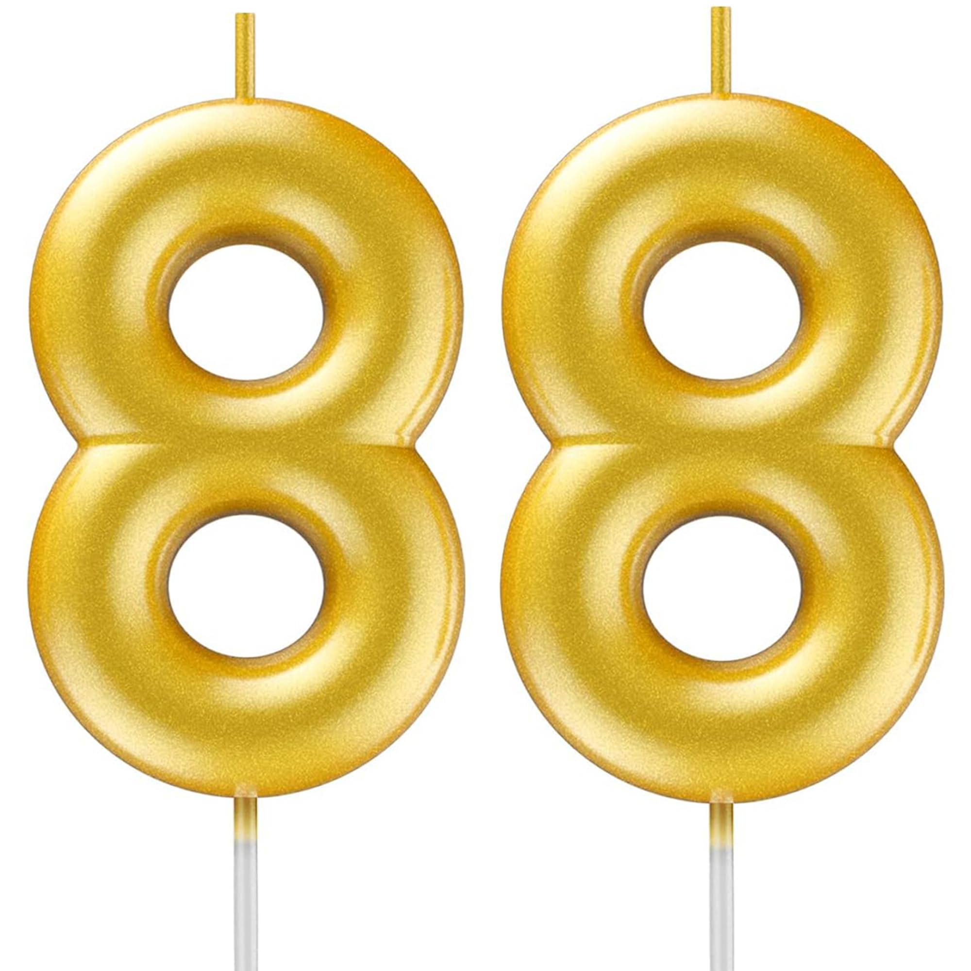 Toyventures Gold88 Gold Number Candle Happy Birthday 3D Number Candles For Birthday Cake Party Decoration Wedding Anniversary Celebration Supplies
