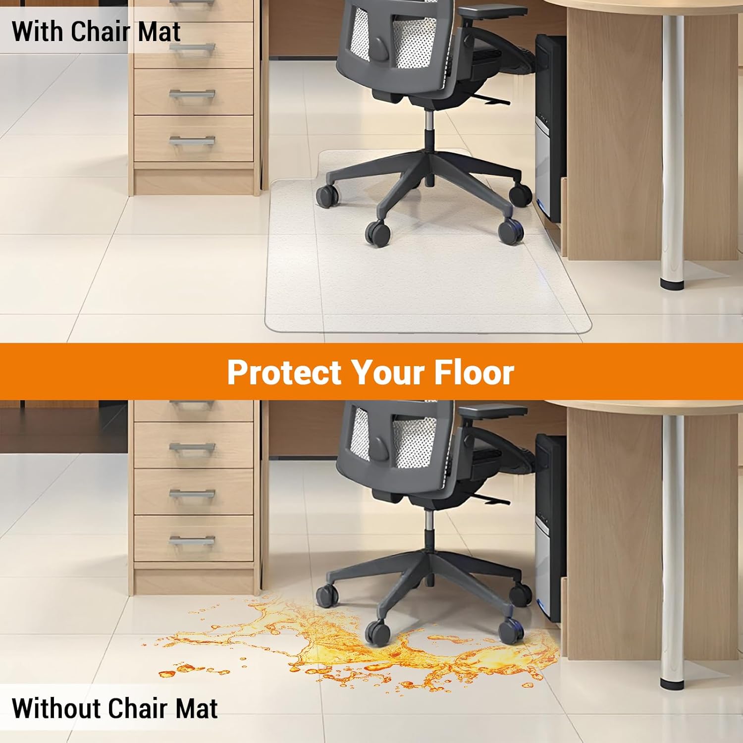 Office Chair Mat for Carpet, 36'' x 48'' Computer Desk Chair Mat for Carpeted Floors, Easy Rolling Hard Mat for Office Chair on Carpets Anti-Slip Carpet Protector Mat Clear Ship Flat