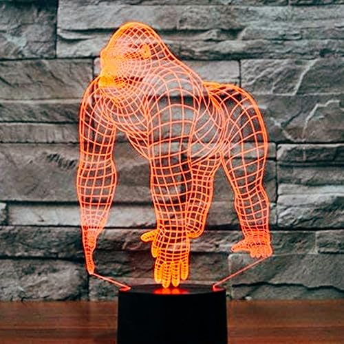 Lámpara de noche 3D con diseño de mono Gorrila con luz nocturna de 7 colores cambiantes, interruptor táctil, lámpara de mesa, decoración de