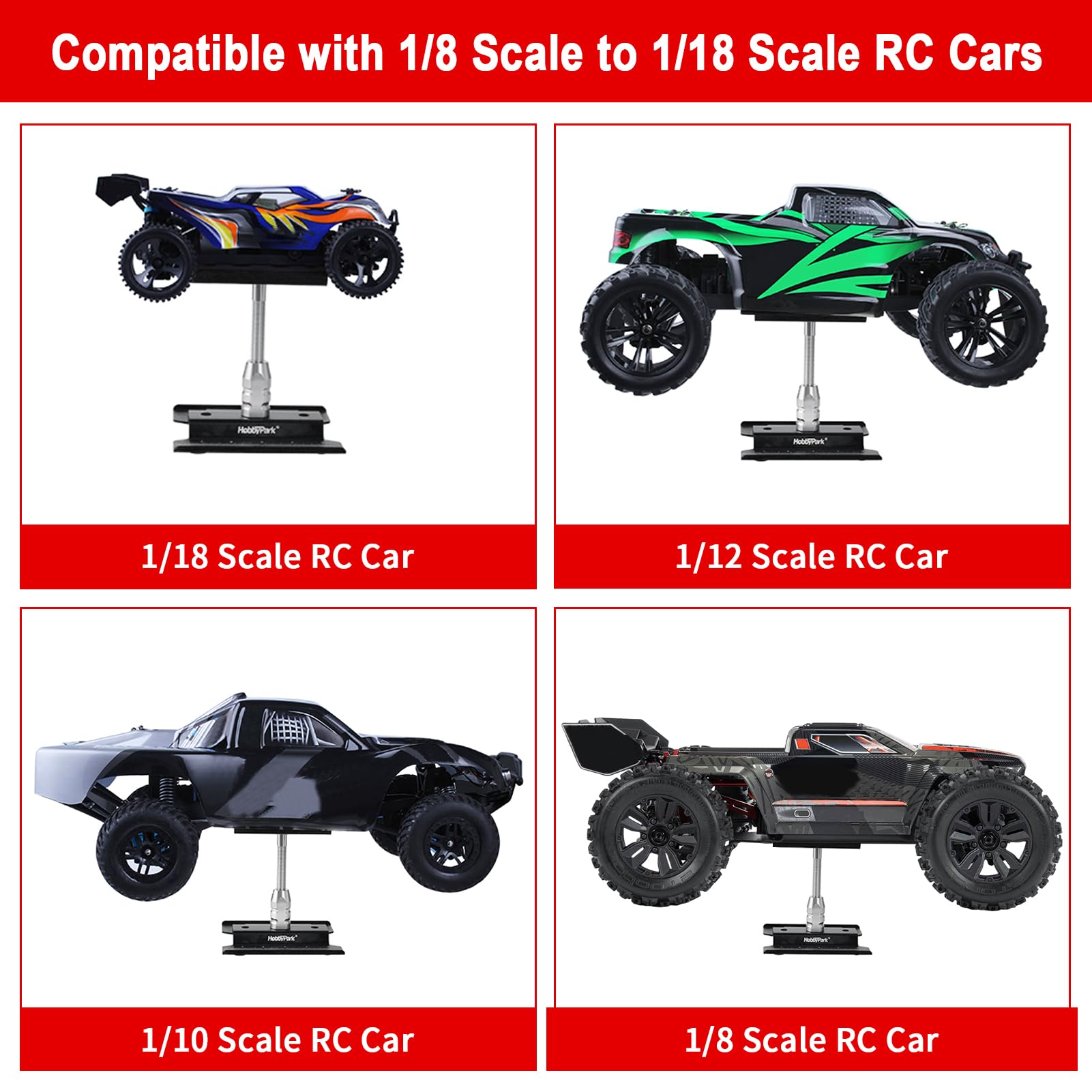 RC Car Stand For TRX4M Crawlers - 2-Pack Display Stand For 1/18 Scale RC Cars