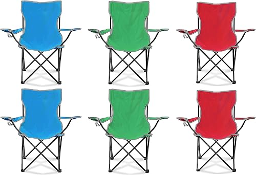 OC500S-V - Silla cuádruple ligera con cierre automático con portavasos para camping, eventos deportivos y portón trasero, azul (paquete de 6)