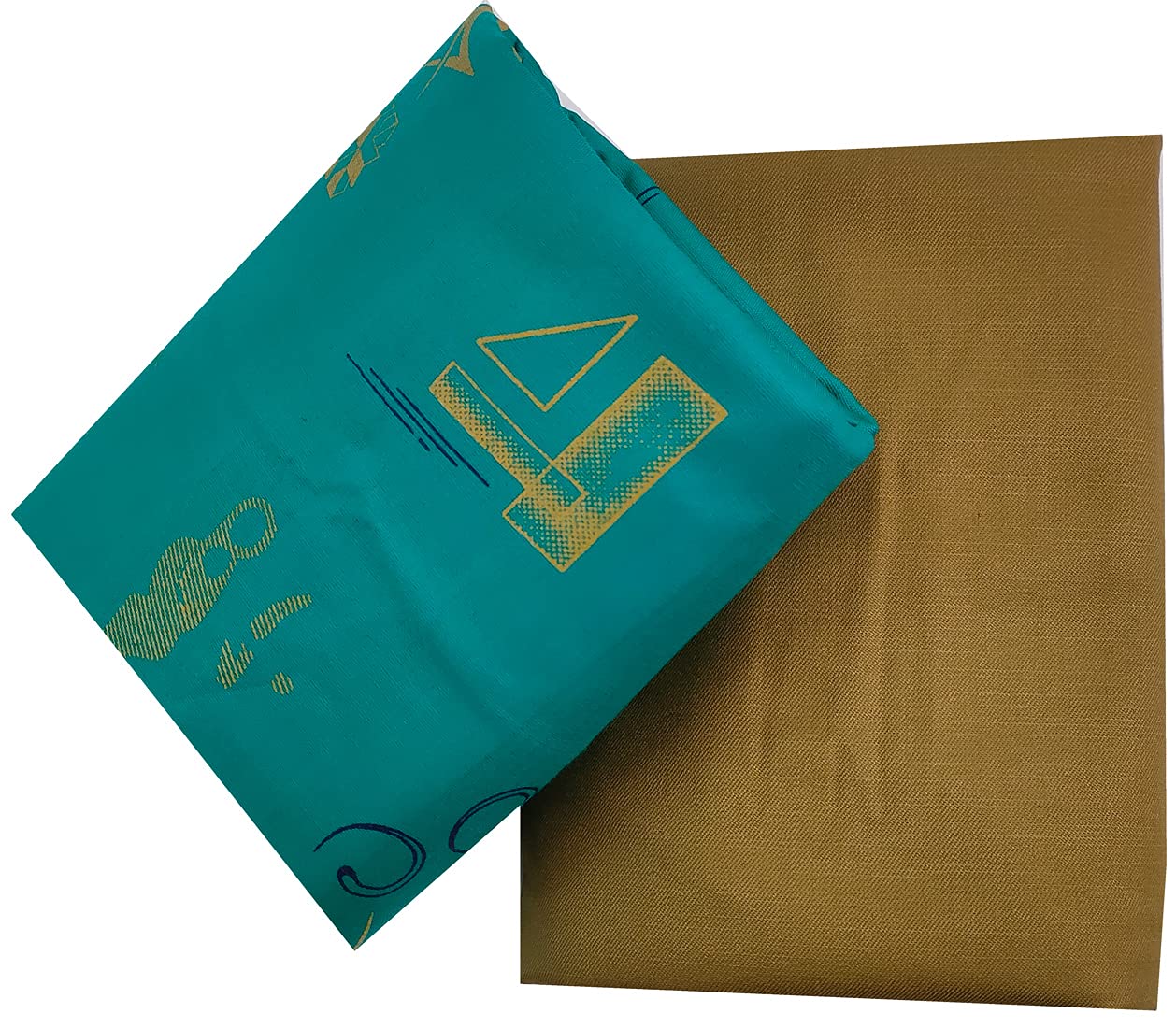 Men's Poly Cotton Shirt And Trouser Unstitched Fabrics Set (Blue_Freesize)-image-4