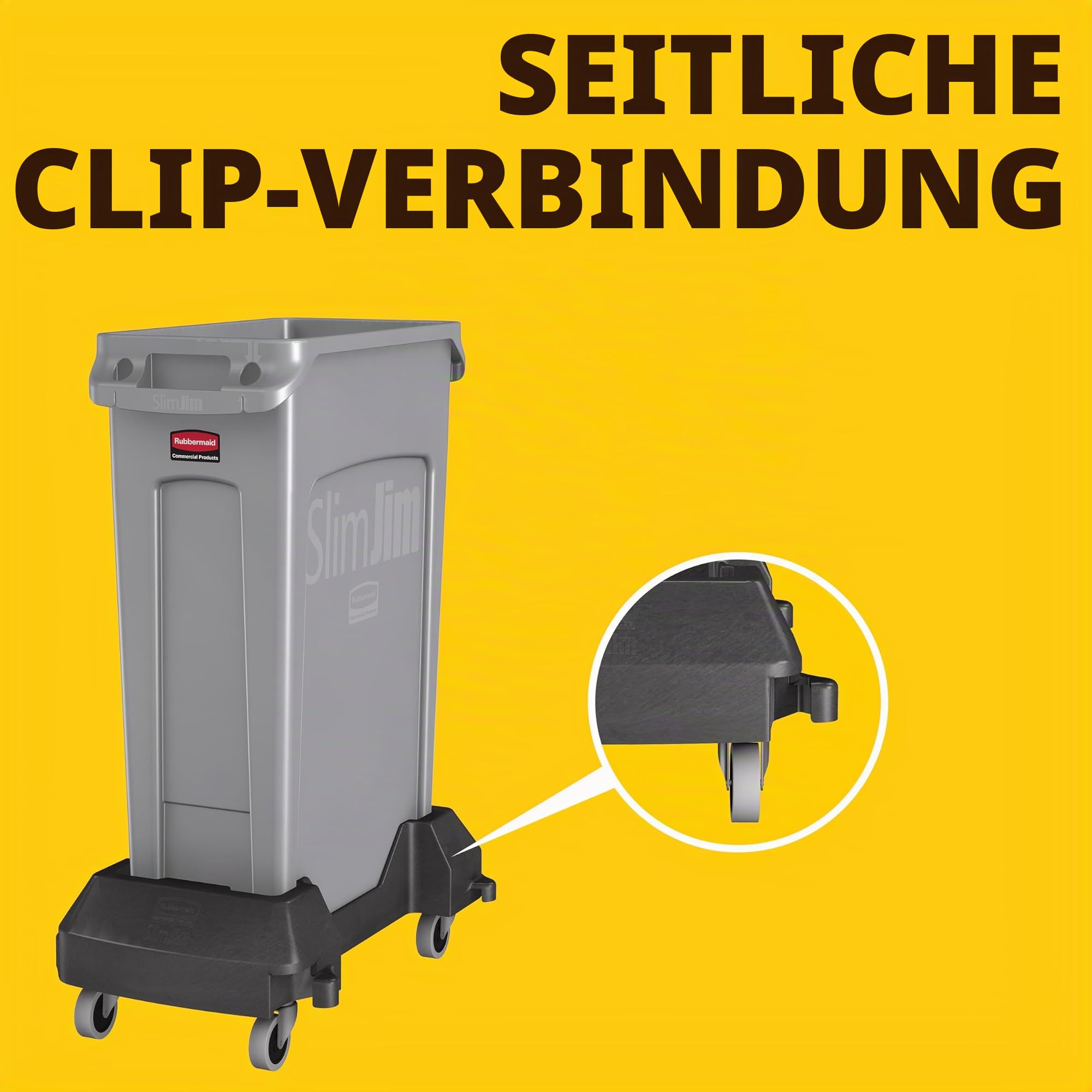 Rubbermaid Commercial Products Resin Trainable Dolly, Harz | Für 61 / 87 l Slim Jim Behälter | Schwarz