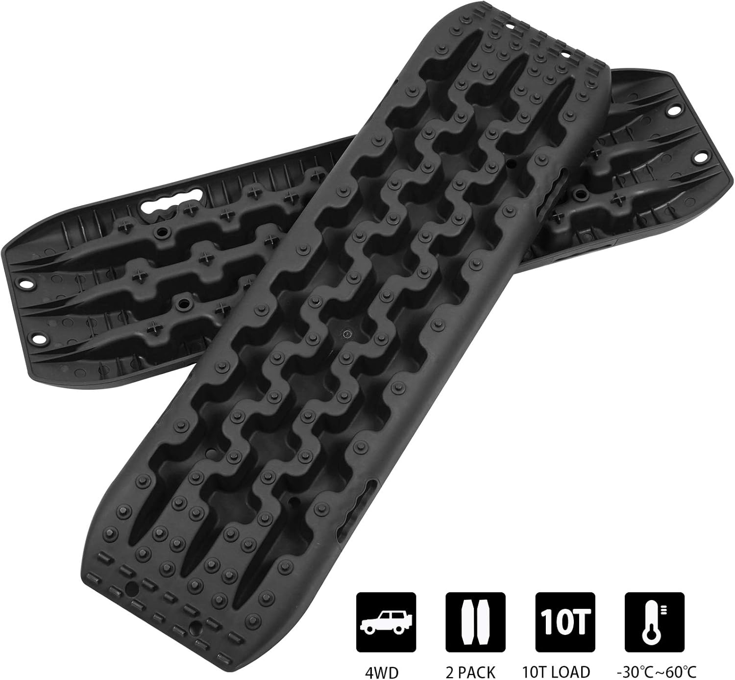 OPENROAD Black Traction Boards, 10T Mat Offroad Red Tracks Sand Snow