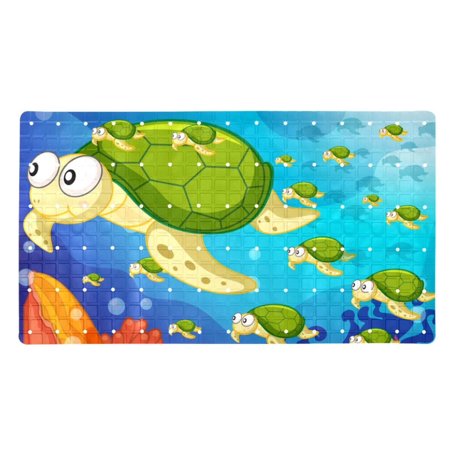 Alfombrilla de ducha suave para el baño infantil con diseño de tortuga alegre