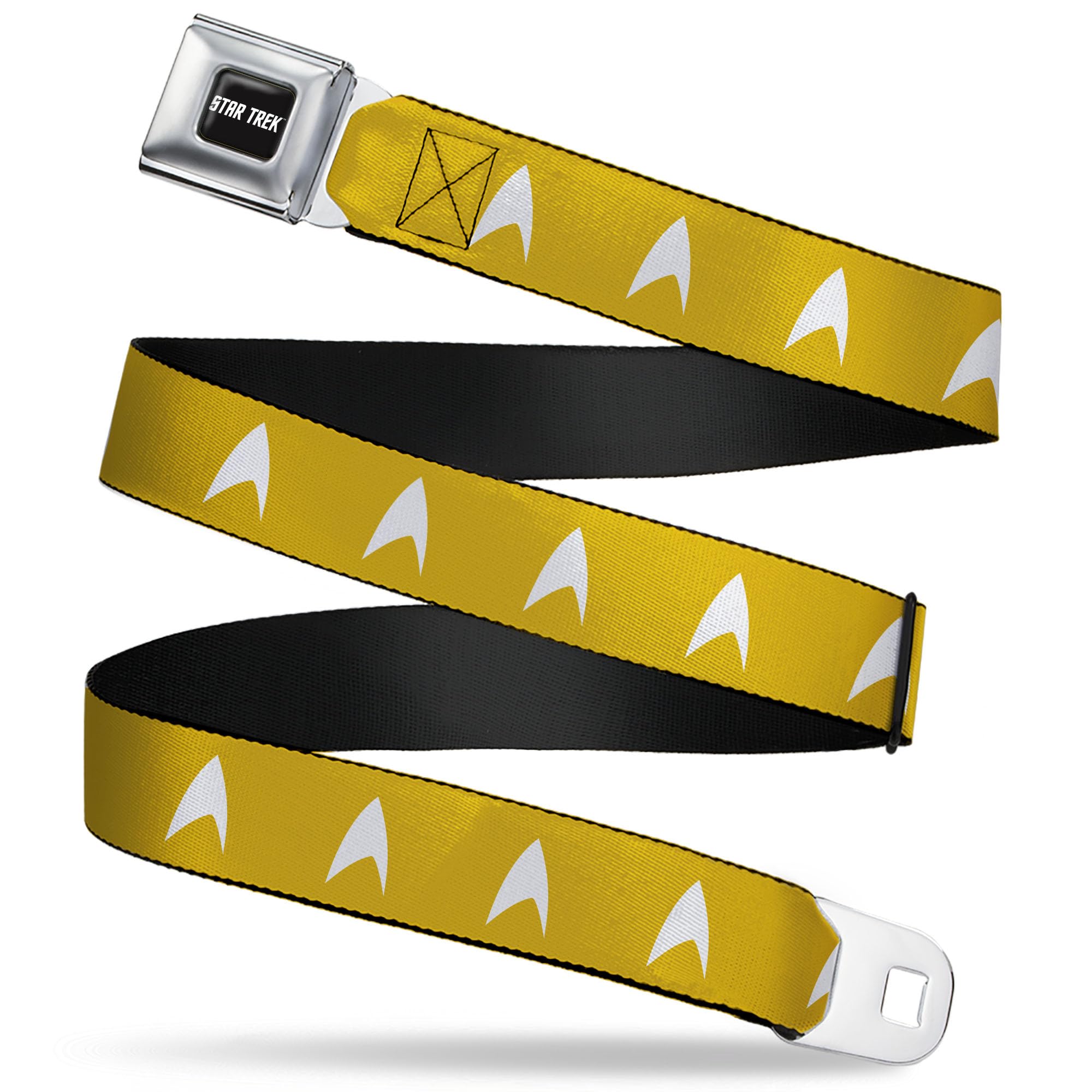 Star Trek Belt, Seatbelt Buckle Belt, Star Trek Starfleet Insignia Golden Yellow White, Adjustable, Yellow, White, 3.81 cm Wide