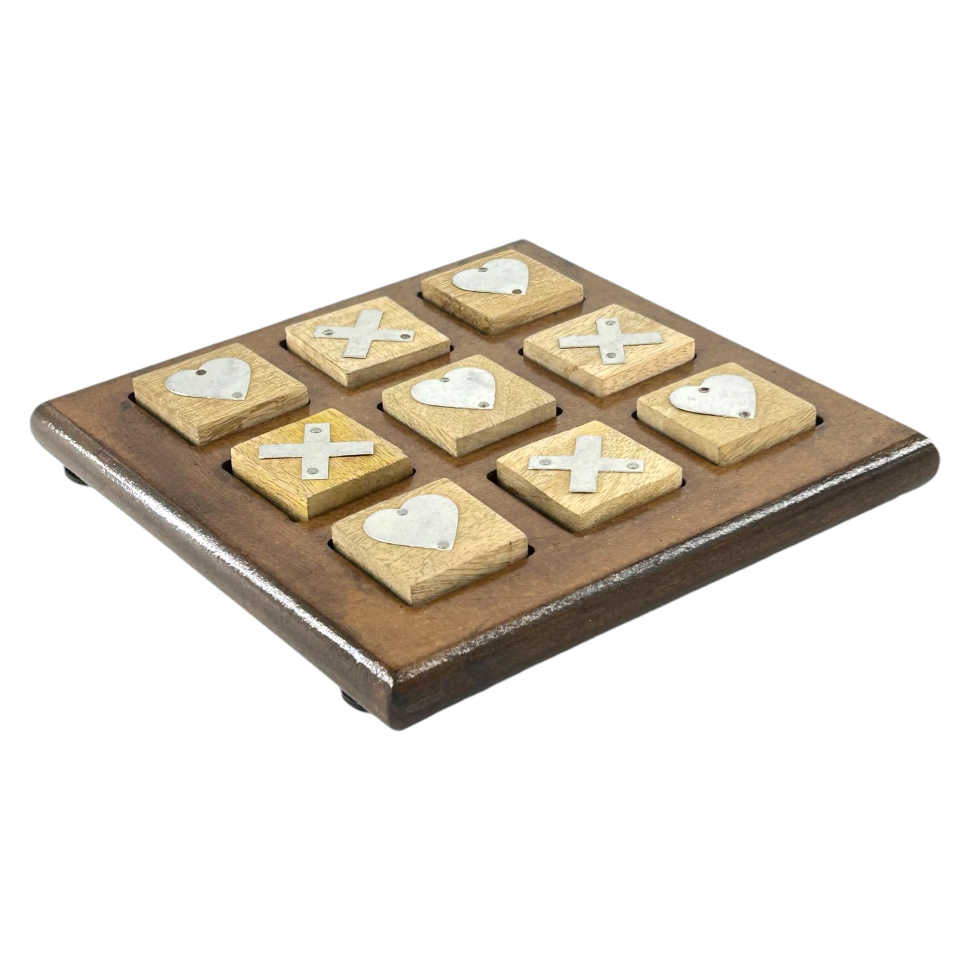 Premium Hand Carved Wooden Tic Tac Toe Game for Kids 7 and Up, Home Decor for Living Room, Antique Design, Ideal Gift for Kids Adults Teens | Style 5