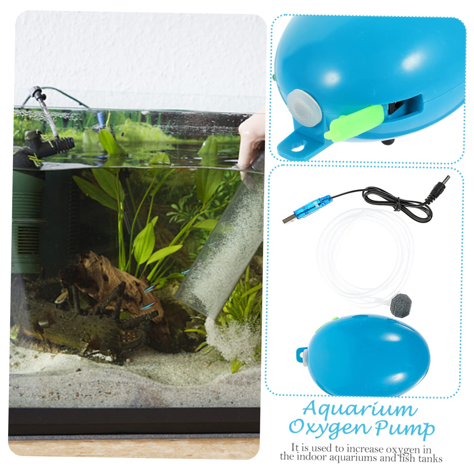 BESPORTBLE Sauerstoffpumpe für Fischbecken Portable air Pump Aquarium air Pump Indoor Aquarium Oxygen Pump tauchfähig Luft Schwimmbad Aquarium -Sauerstoffpumpe Aquariumzubehör Abs Blue