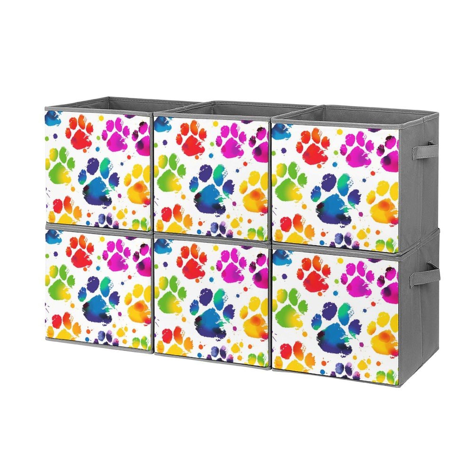 Boîtes de rangement pliables contre le désordre des placards à motifs pattes de chien