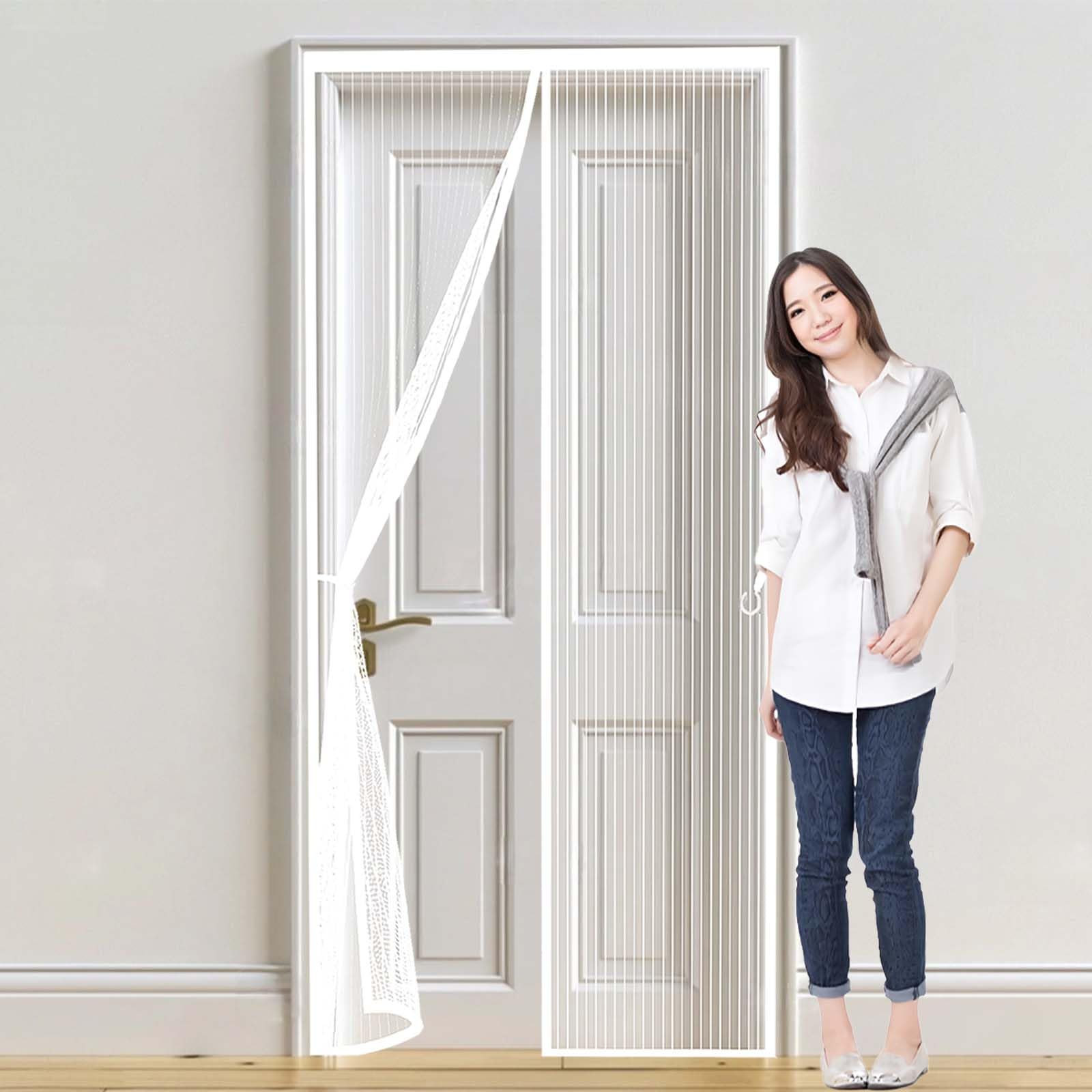 Feijdon White Fly Screens For Doors 130X195cm(Widthxhigh) Durable, Keeps Bugs Out, Kid And Pet Friendly Screen Doors With Magnets Hundreds Of Sizes, Lets Fresh Air In,