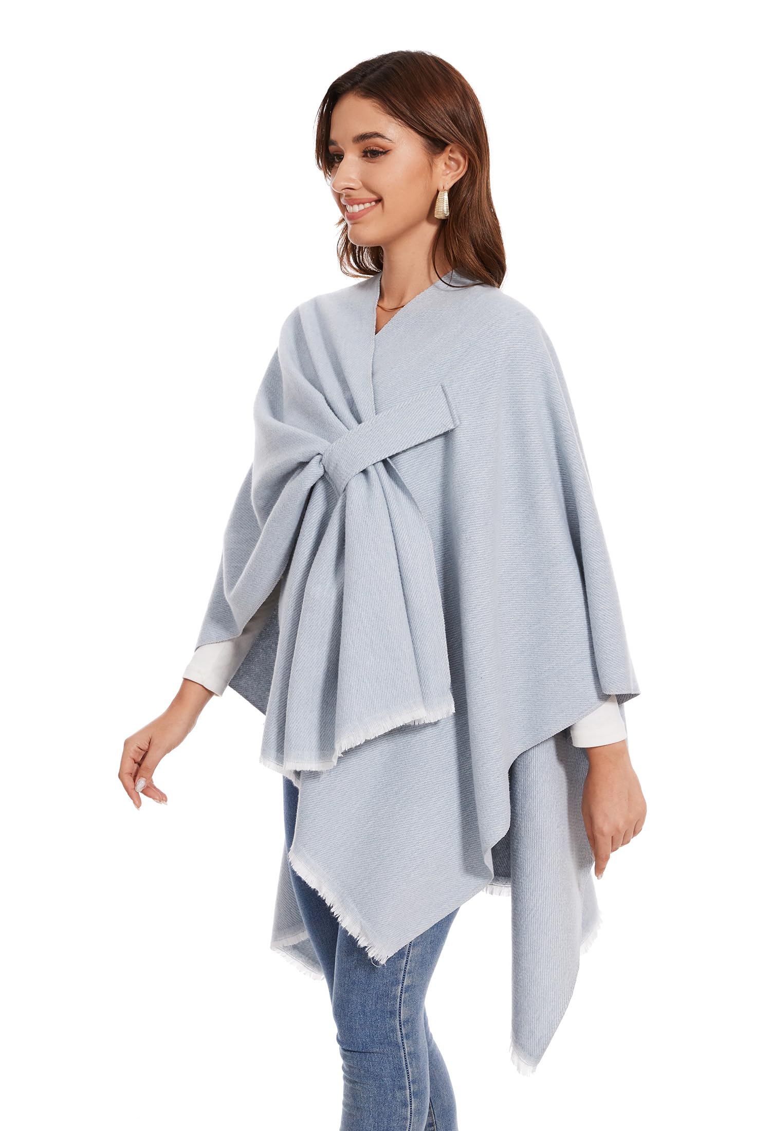 colornival Elegante Mantella da Donna con Fronte Aperto Poncho Morbido, Adatto per Primavera, Autunno e Inverno