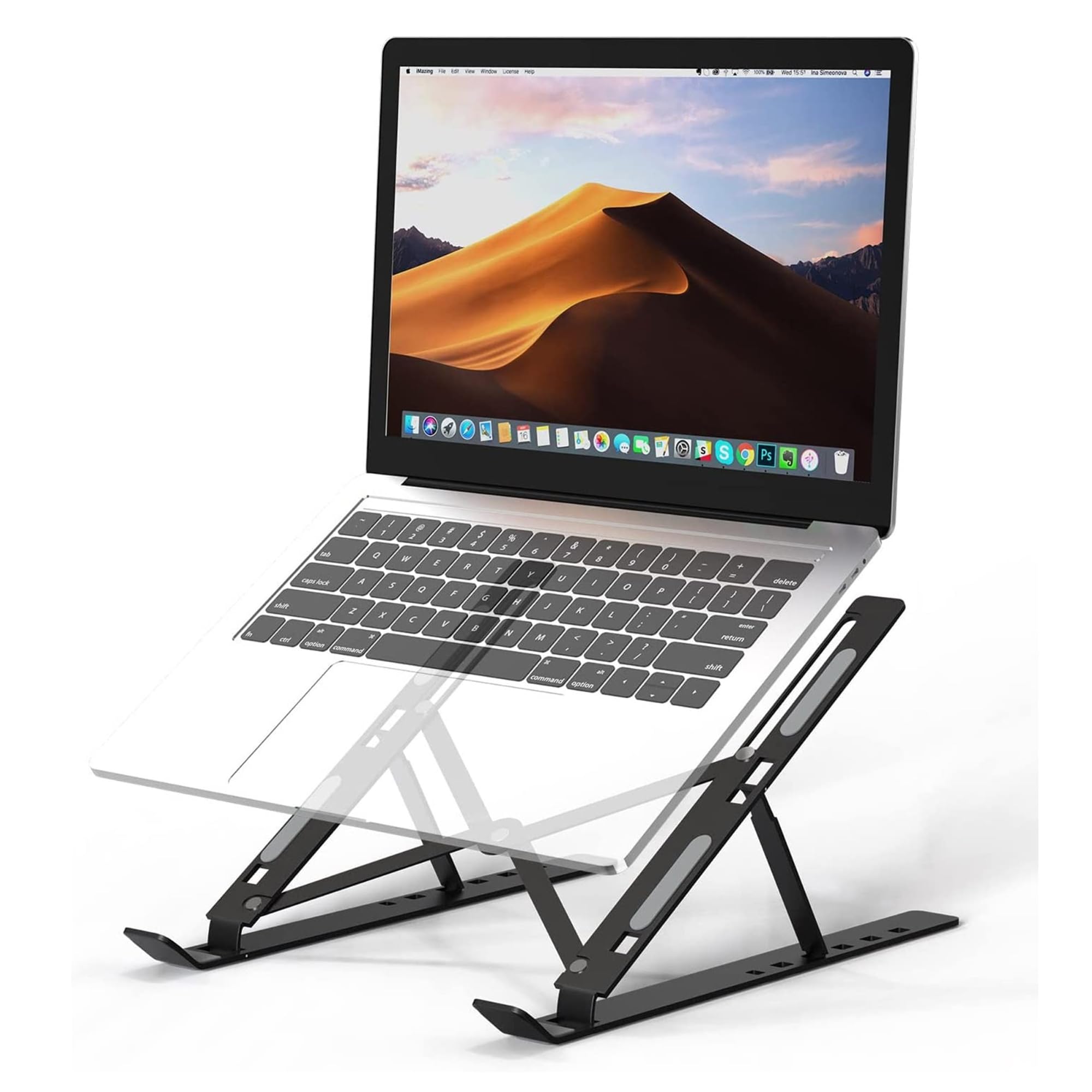 Sulfar Portable Laptop Stand | Adjustable Foldable Notebook Stand for Desk | Tablet Riser for iPad, MacBook Pro, Dell, Asus, Lenovo | Cooling Laptop Holder for Work, Office & Travel | (Grey)