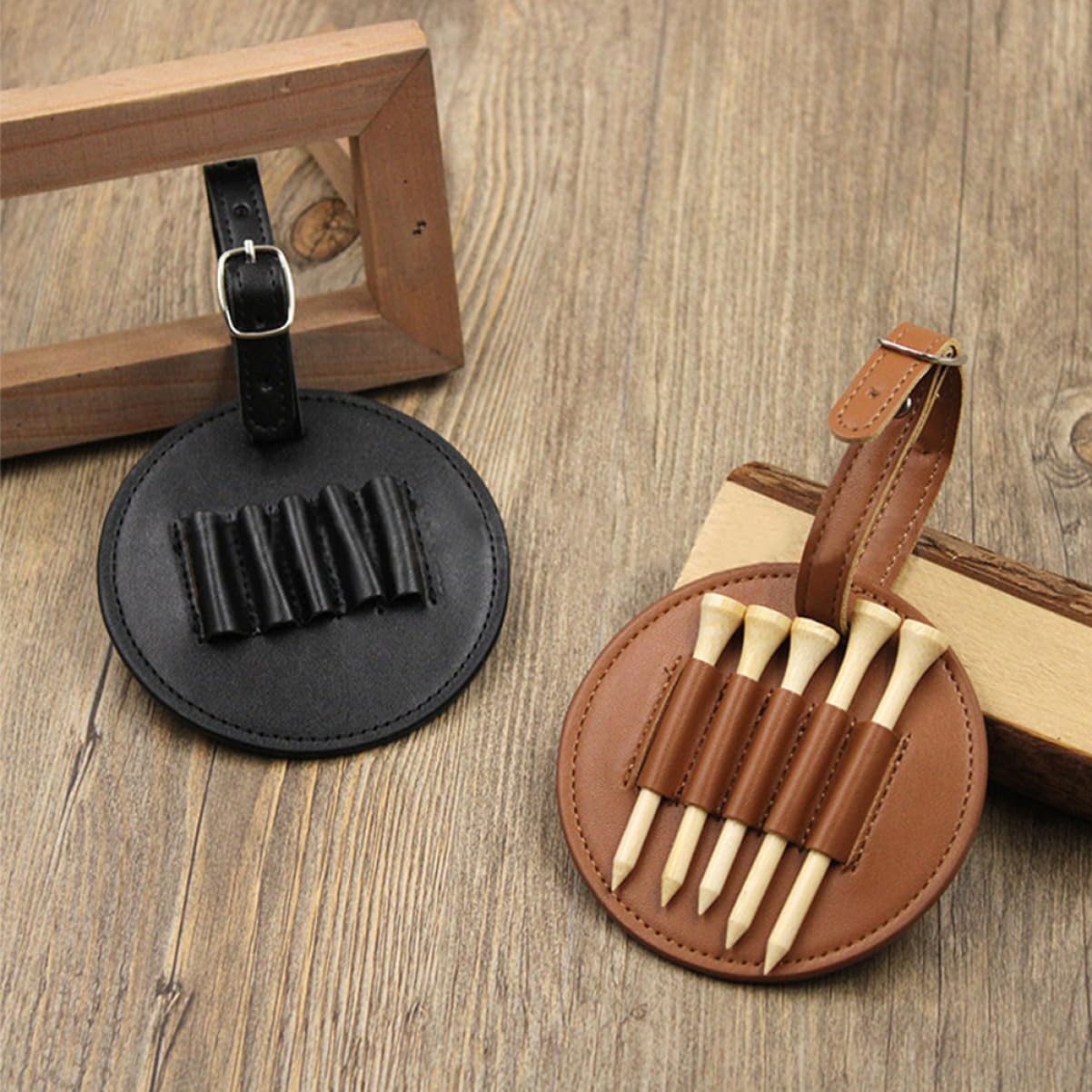 BESPORTBLE 5pcs Leather Golf Tee Holder Portable Organizer for Golf Tees Design for Men Golfing Supplies for