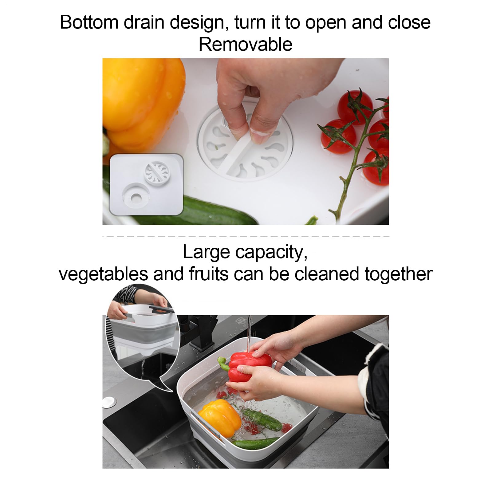 Foldable Basin - Foldable Washing Up Bowl | Portable Washing Basin | Retractable Non-Slip Hand Sink Basket | Space-Saving Multi-Purpose for Kitchen Bathroom Outdoor Beach Laundry Camping Hiking