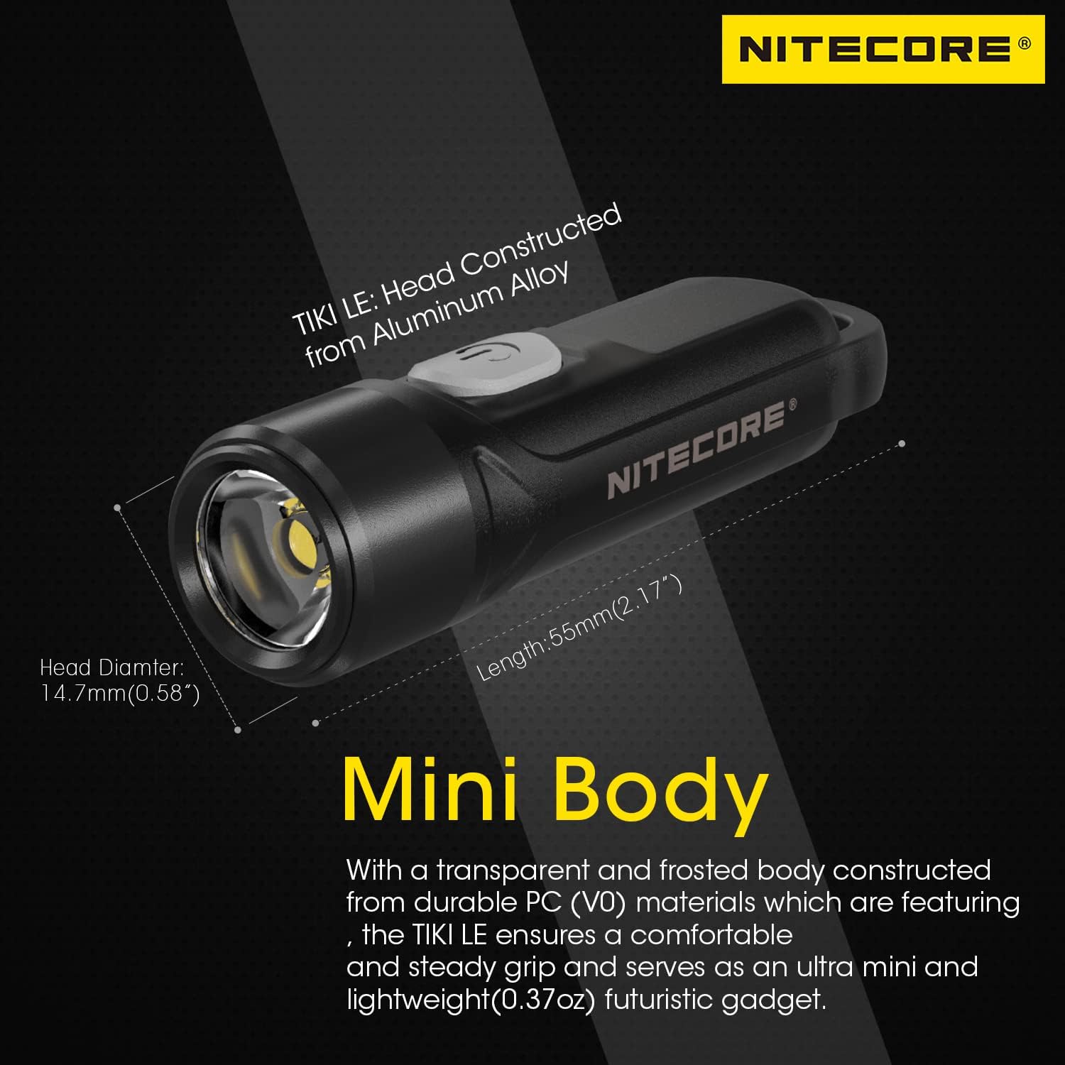 Nitecore Tiki LE 300 Lumen Keychain Flashlight USB-C Rechargeable EDC Tag
