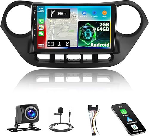 2+32G Android 11 Car Stereo para Hyundai I10 2013-2018 con Apple Carplay Android Auto, pantalla táctil de 9 '' en Dash GPS Radio con Navi WiFi