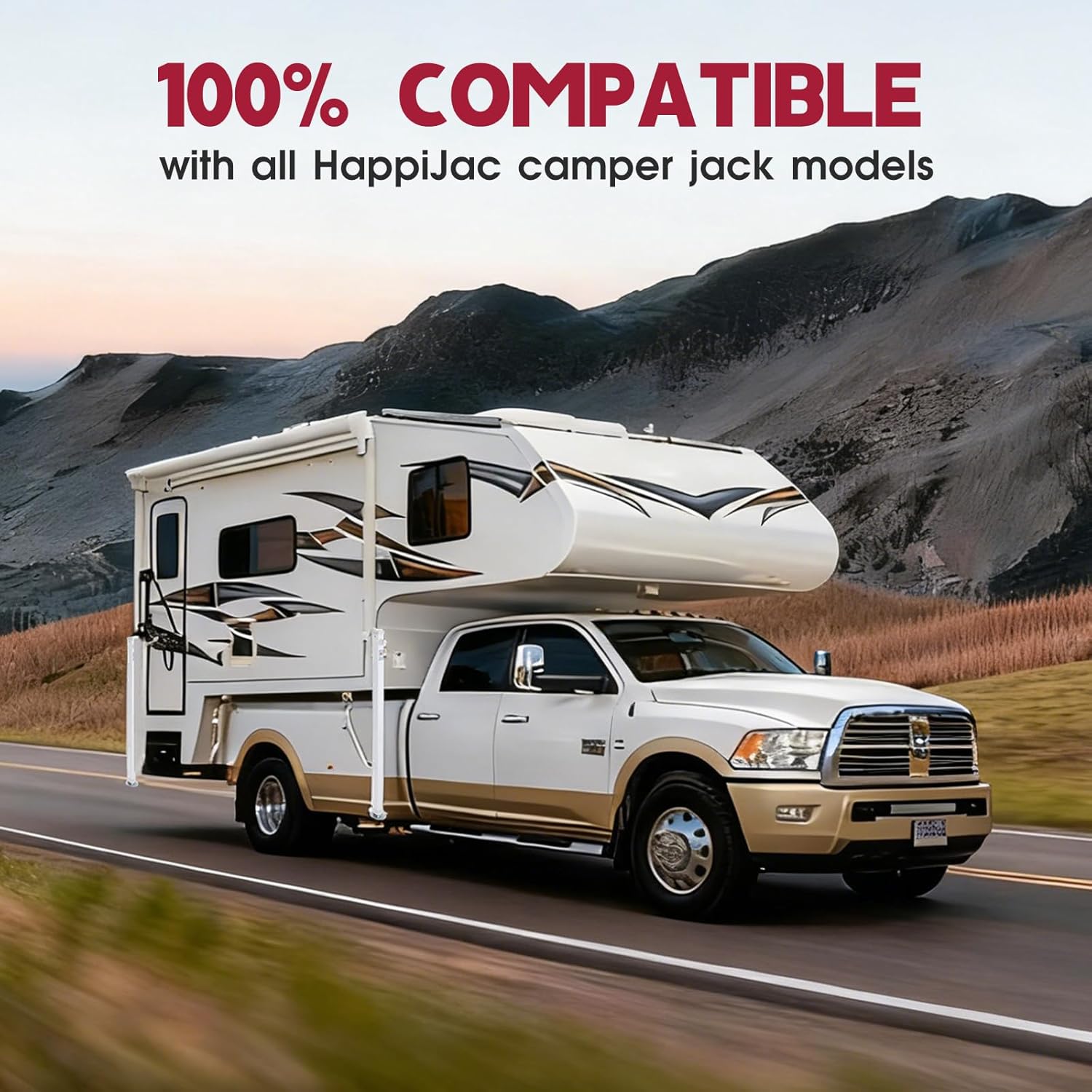 182496 Swing Out Extension Bracket, Truck Camper Jack Swing Away Bracket for Easy Access & Space Saving | White (2 Packs)